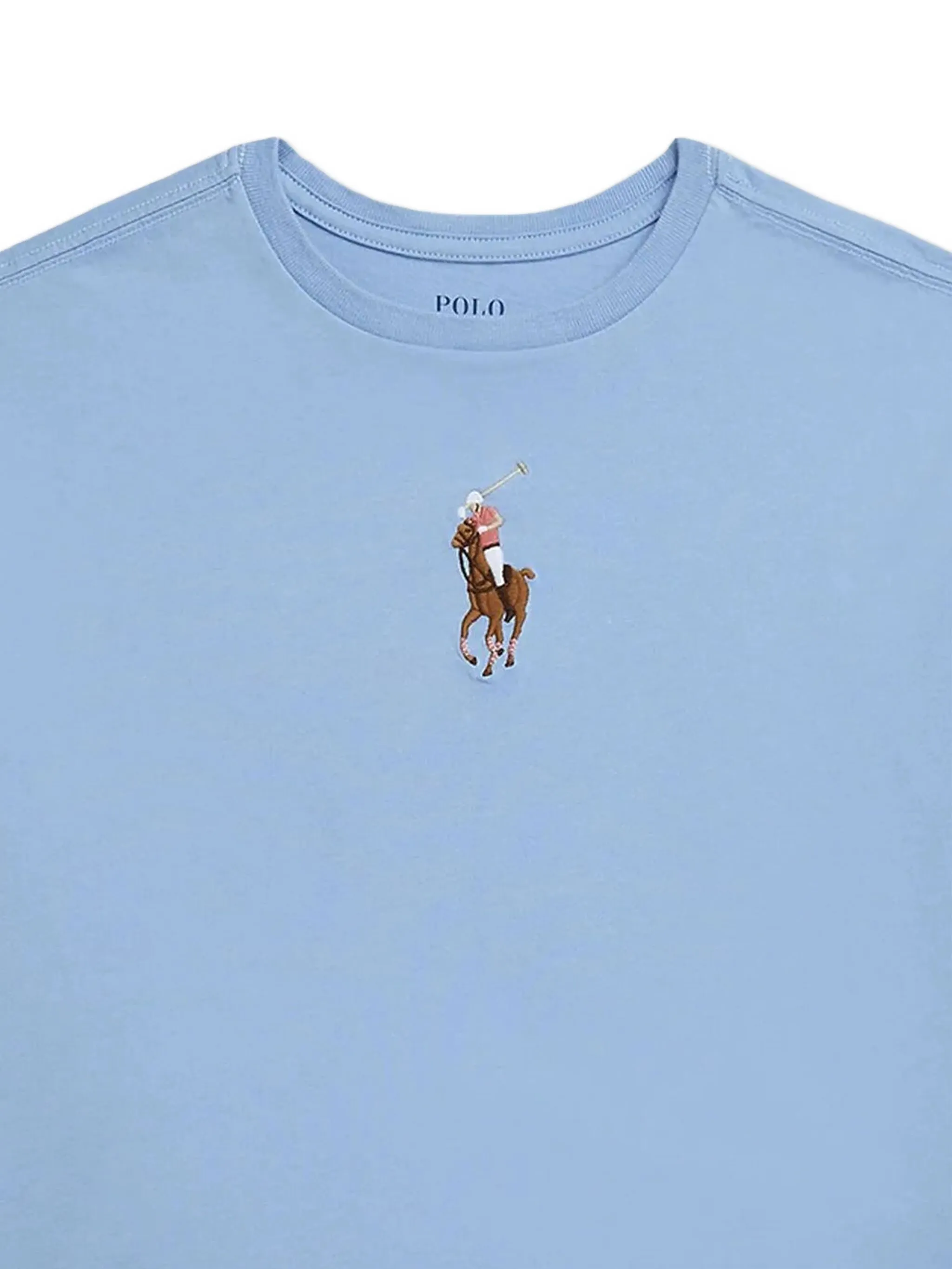 Футболка с вышитым логотипом Polo Ralph Lauren Kids, синий — фото 3