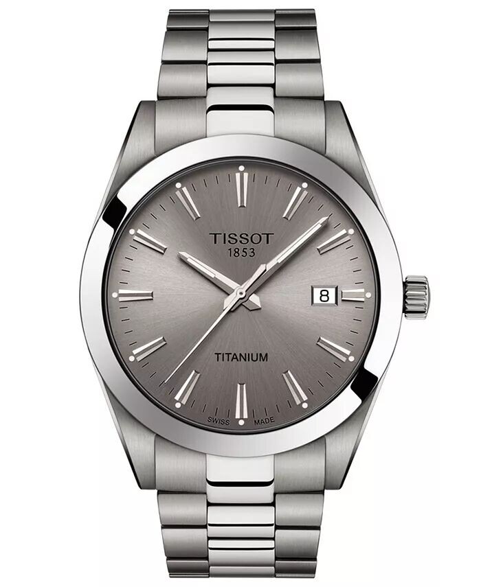 

Мужские швейцарские часы Gentleman серого цвета с титановым браслетом, 40 мм Tissot