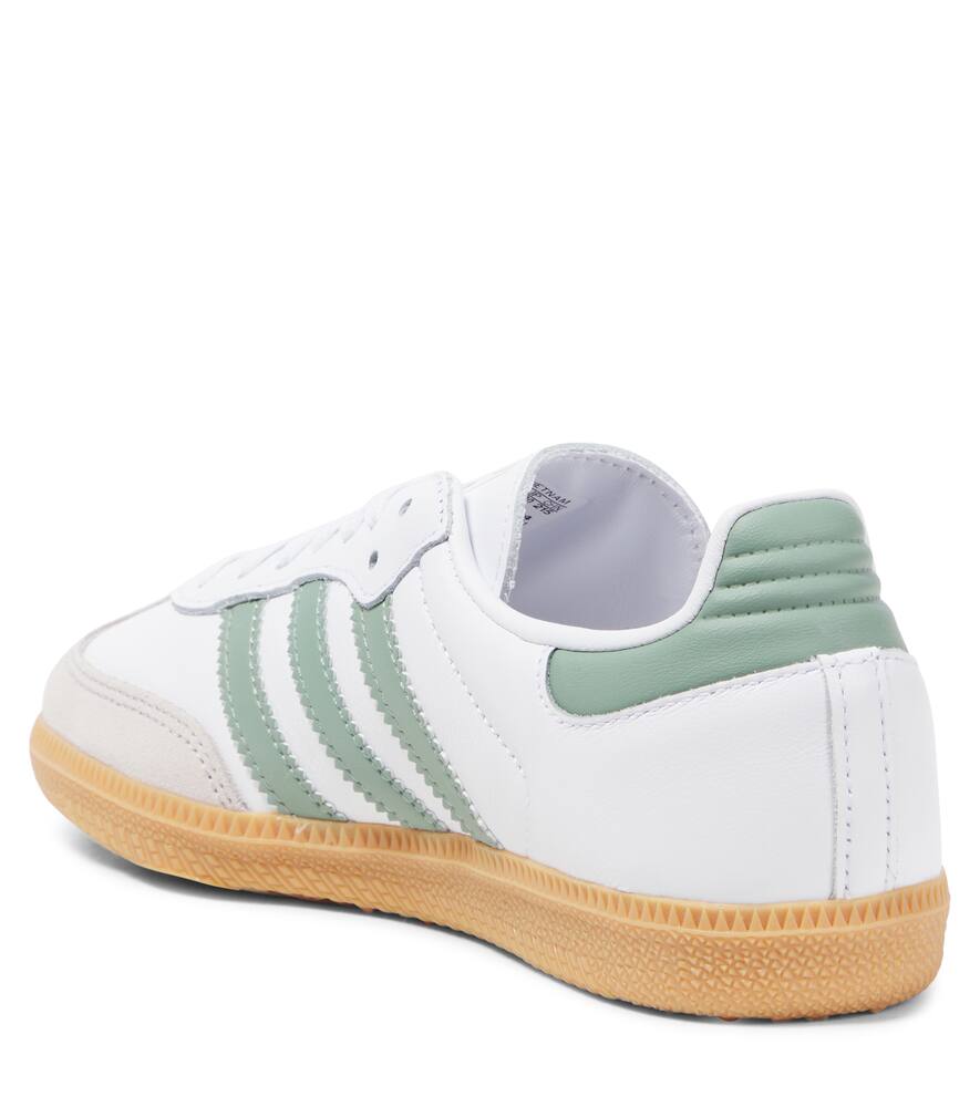 Кожаные кроссовки Samba OG Adidas Originals Kids, Ftwr White/Silver Green/Gum 3 — фото 3