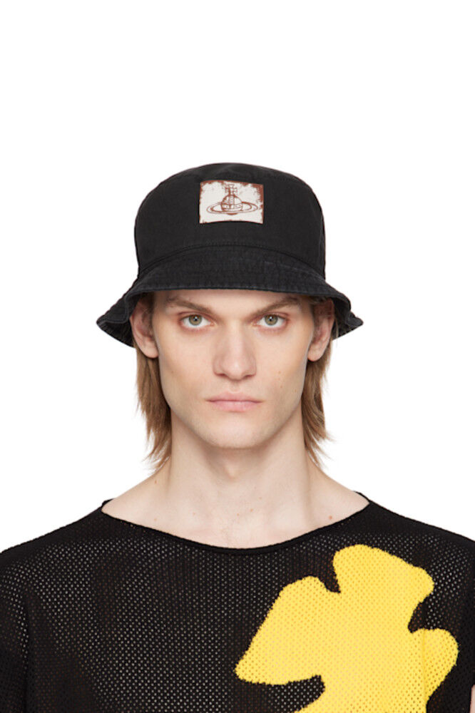 

Черная хлопковая шляпа-панама из твила Vivienne Westwood