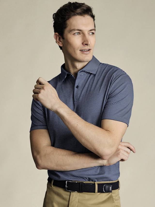 

Обычная поло из хлопка в полоску Charles Tyrwhitt