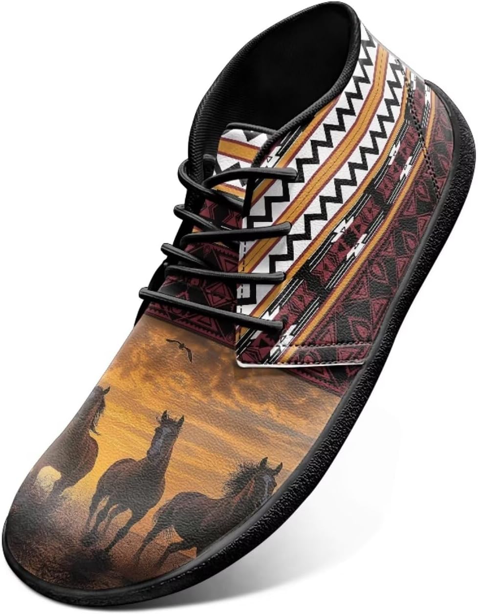 

Мужские кроссовки Aztec Road Running с нулевой прокладкой, широкие минималистичные тренировочные кроссовки, нарядные кроссовки для женщин, модный образ Chririnla, Horse Aztec Pattern