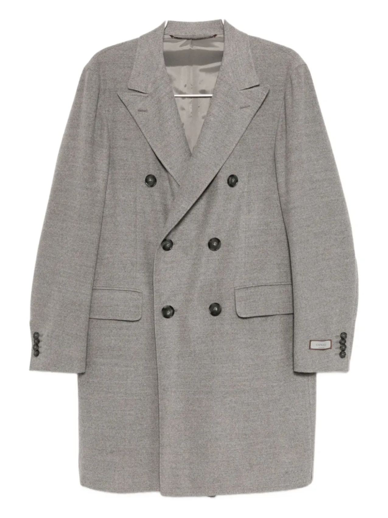 

Двубортное шерстяное пальто Canali, серый