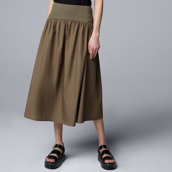 

Женская юбка из комбинированных материалов Simply Vera Vera Wang, цвет olive tapenade