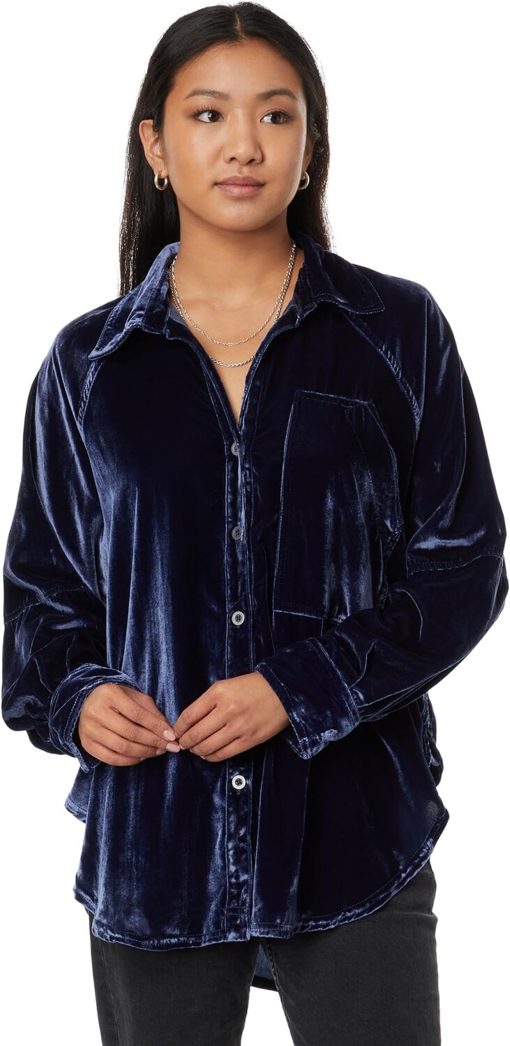 

Рубашка Free People Night Skies Velvet, темно-синий