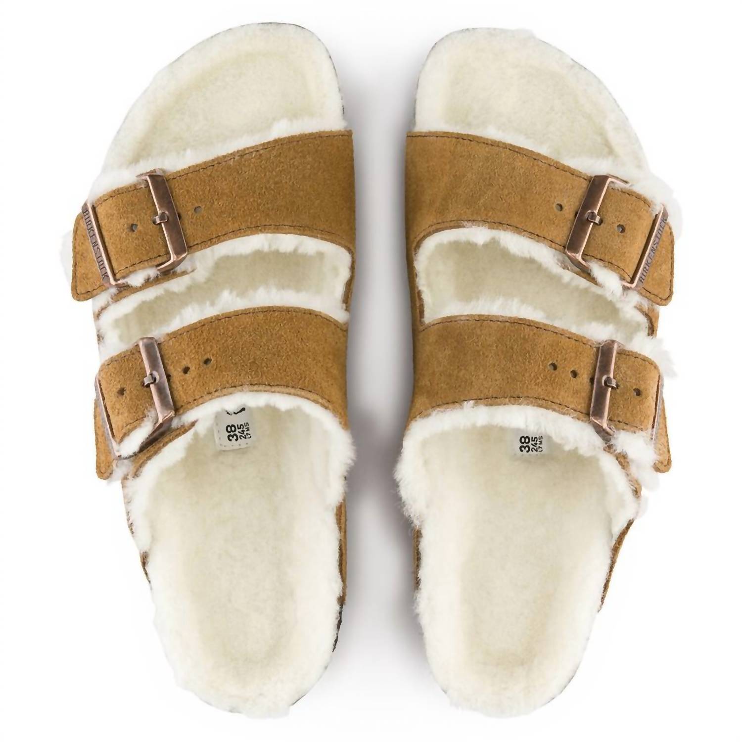 Женские сандалии Arizona Shearling из норки Birkenstock, цвет mink — фото 3