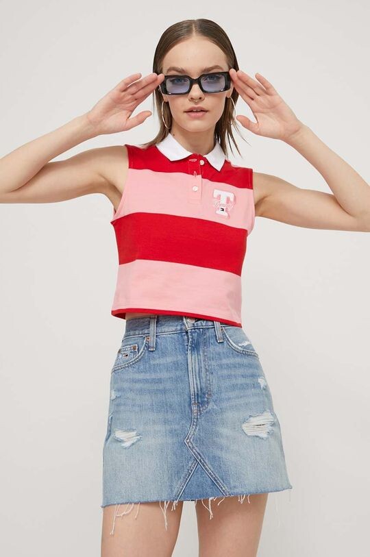 

Хлопковый топ Tommy Jeans, красный