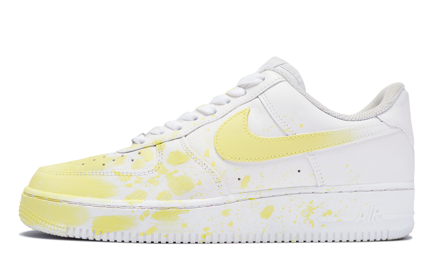 Nike Женские скейтерские кроссовки Air Force 1 низкие желто-белые, цвет Yellow White — фото 2