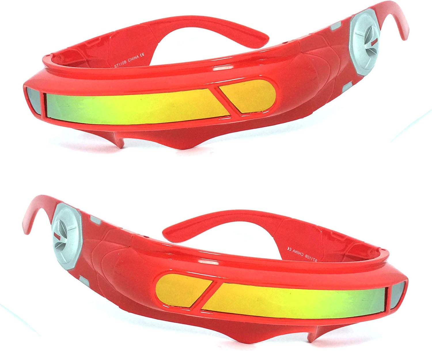 

Футуристические солнцезащитные очки в стиле космического пришельца с щитом циклопа и цветными зеркальными монолинзами (красные (золотые зеркальные)) для вечеринки VeryHobby, Red (Gold Mirror)