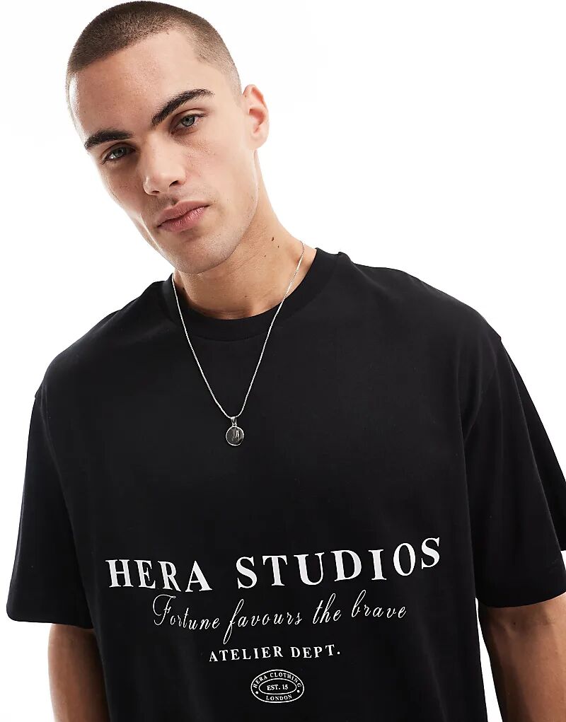 

Мужская футболка студийного размера oversize черного цвета Hera
