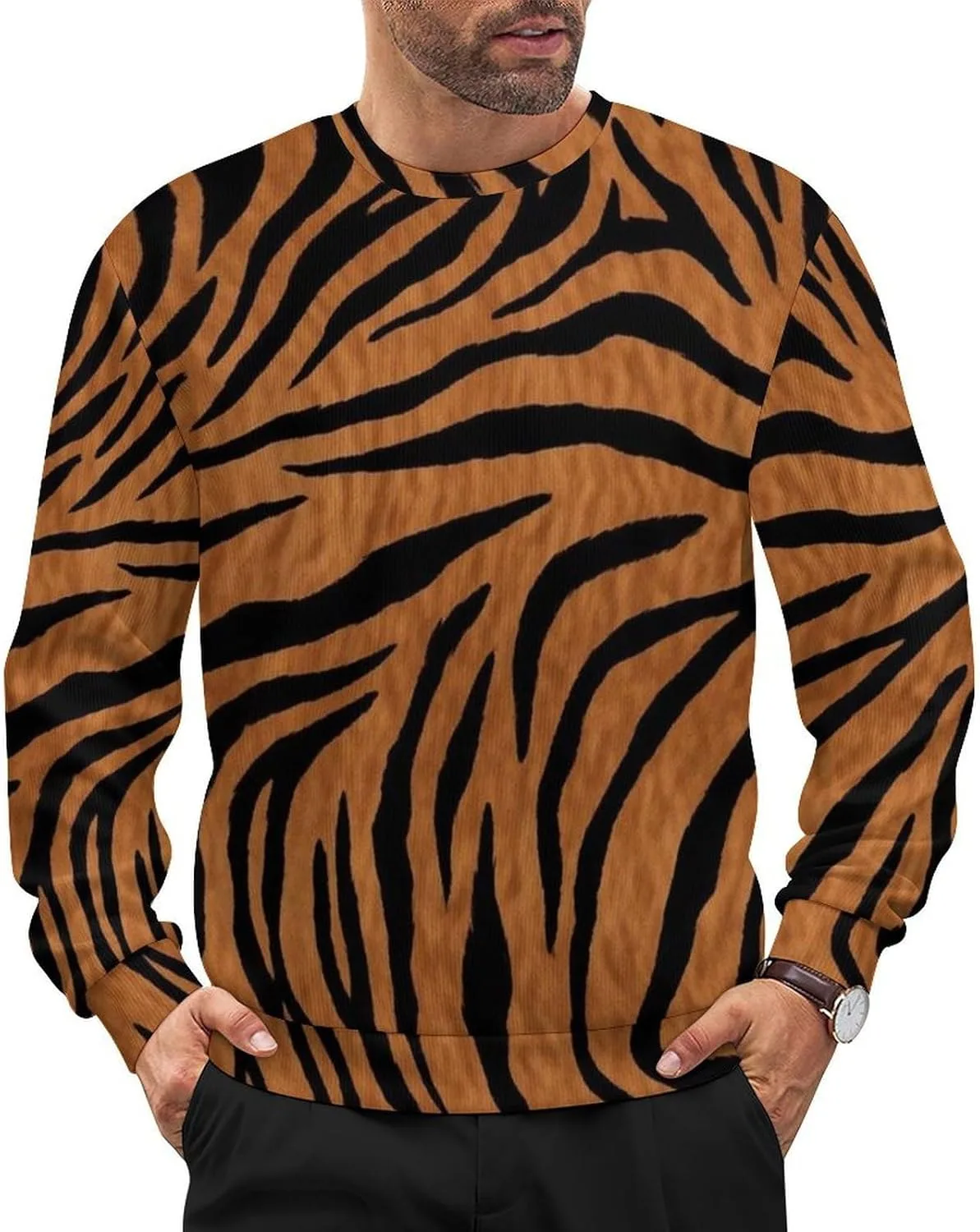 

Мужской классический пуловер с длинными рукавами и круглым вырезом Meaudiwes