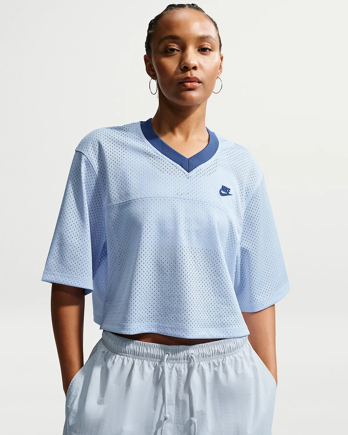 Женская оверсайз-куртка Heritage из сетки Nike Sportswear, Hydrogen Blue/Mystic Navy/Mystic Navy