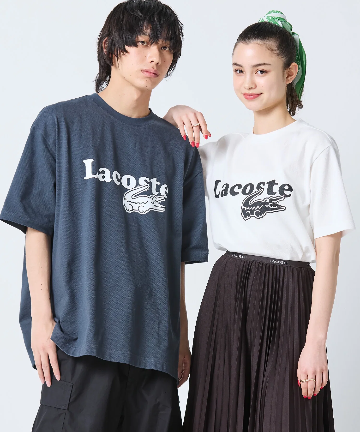 Футболка Lacoste Мужская с принтом, хлопок пике, свободный крой, белый — фото 4