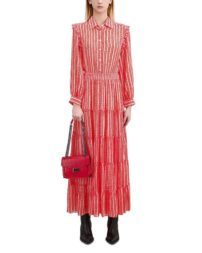 

Платье с воротником и цветочным принтом Kooples The Kooples, красный