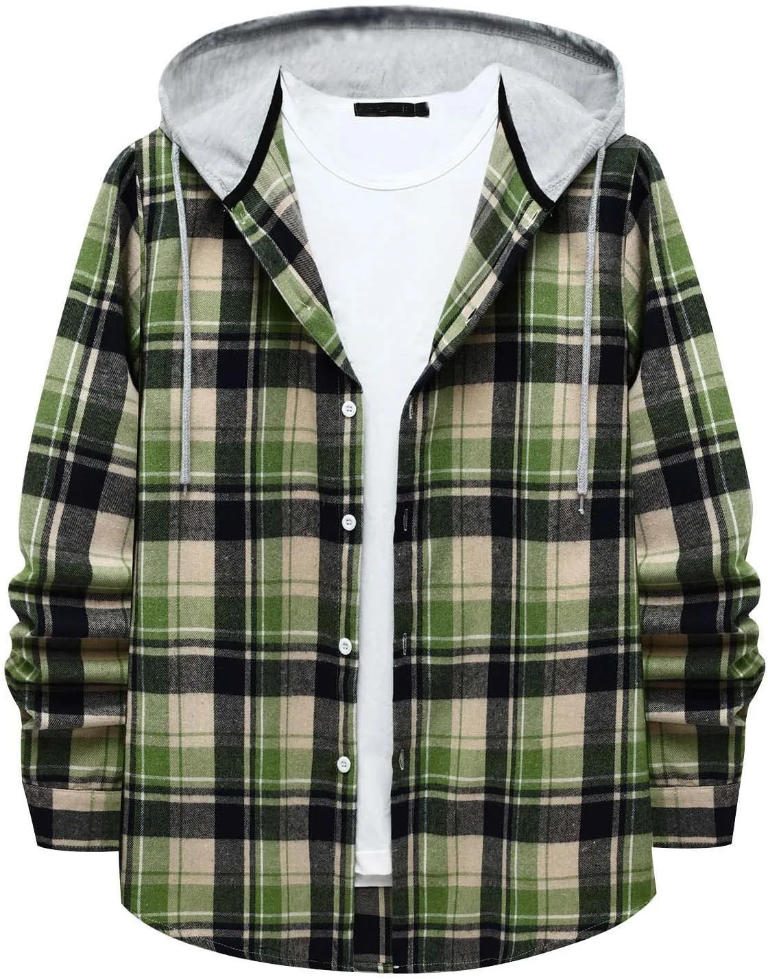 

Muscularfit клетчатая мужская рубашка с длинным рукавом и капюшоном