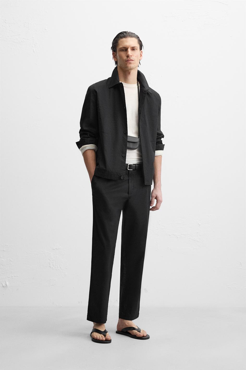 

Верхняя рубашка с карманами ZARA, черный