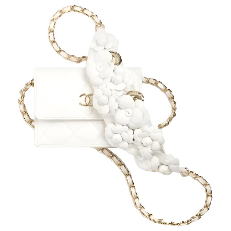 

CHANEL Барашковая кожаная сумка через плечо женская белая