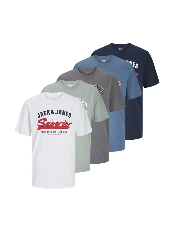 

Футболка Jack & Jones T-Shirt 'Logo' 5er Pack, синий