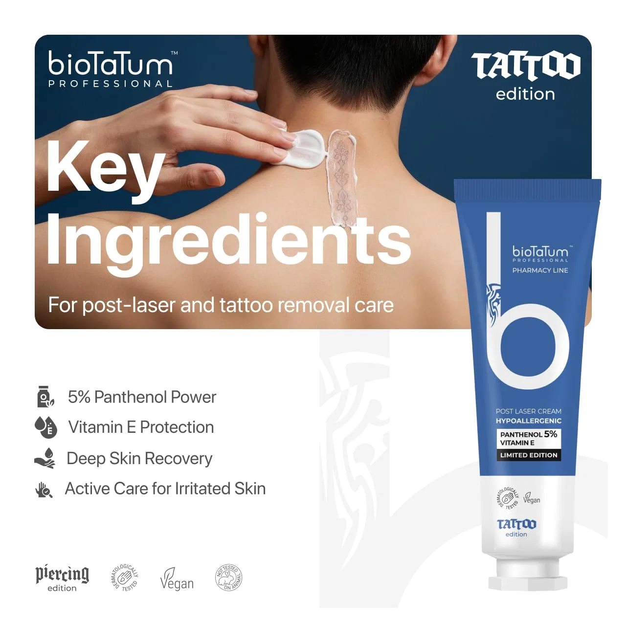 Пилинг Biotatum — Для ухода за кожей после лазерного удаления татуировок с пантенолом и витамином E — фото 3