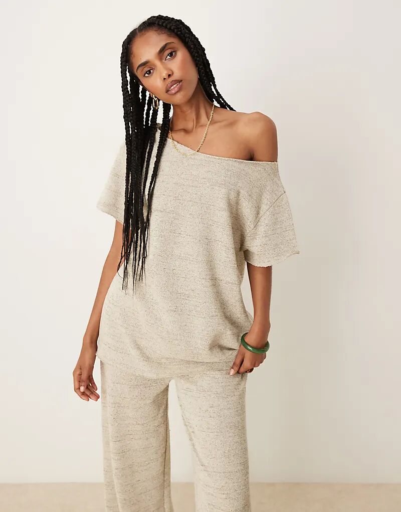 

Свободный трикотажный топ с открытыми плечами ASOS DESIGN в цвете «меланжевый серый» — часть комплекта