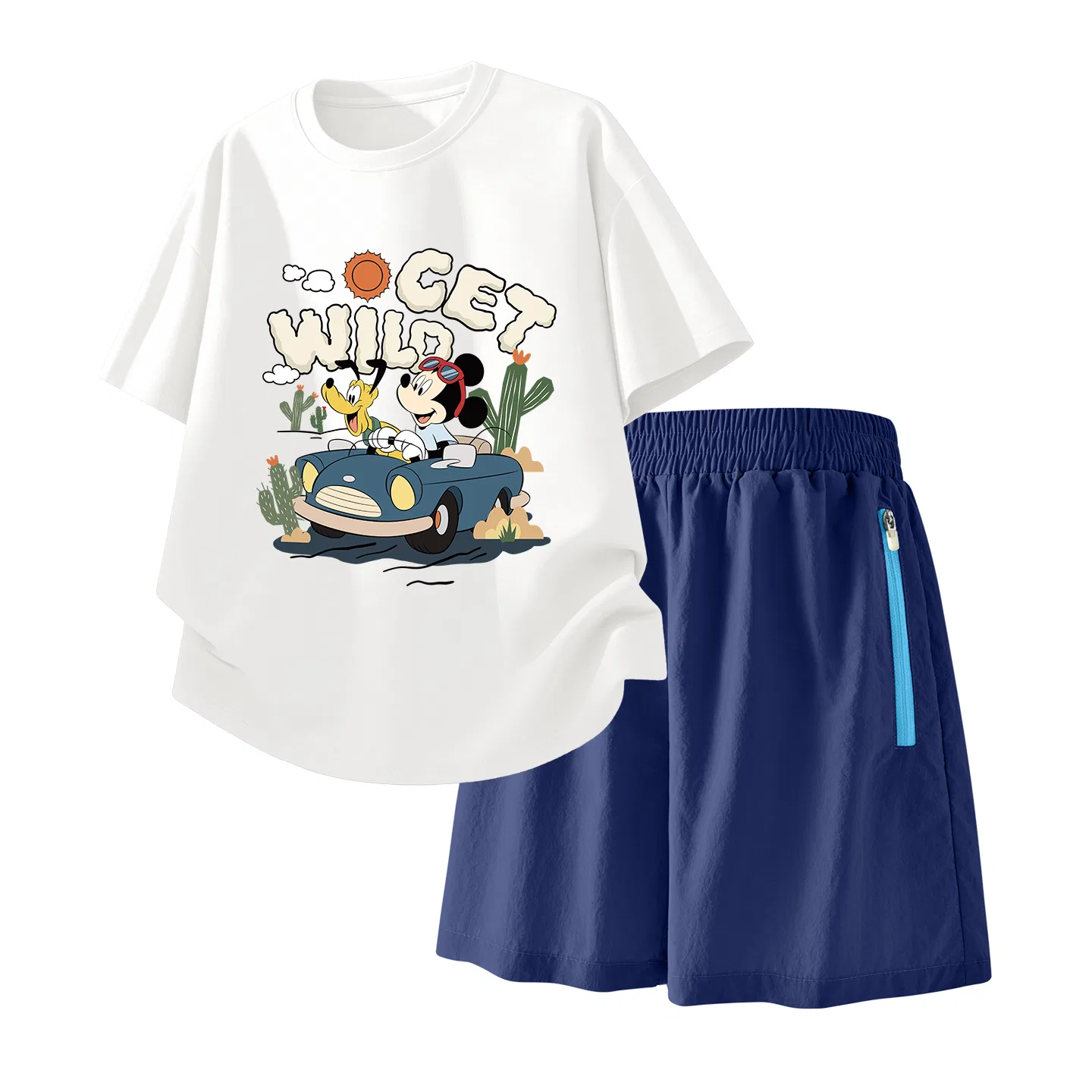 Детский спортивный костюм Casual Sportswear 2 Piece Set Disney, Diqu Blue White+Solid Color Deep Sea Blue