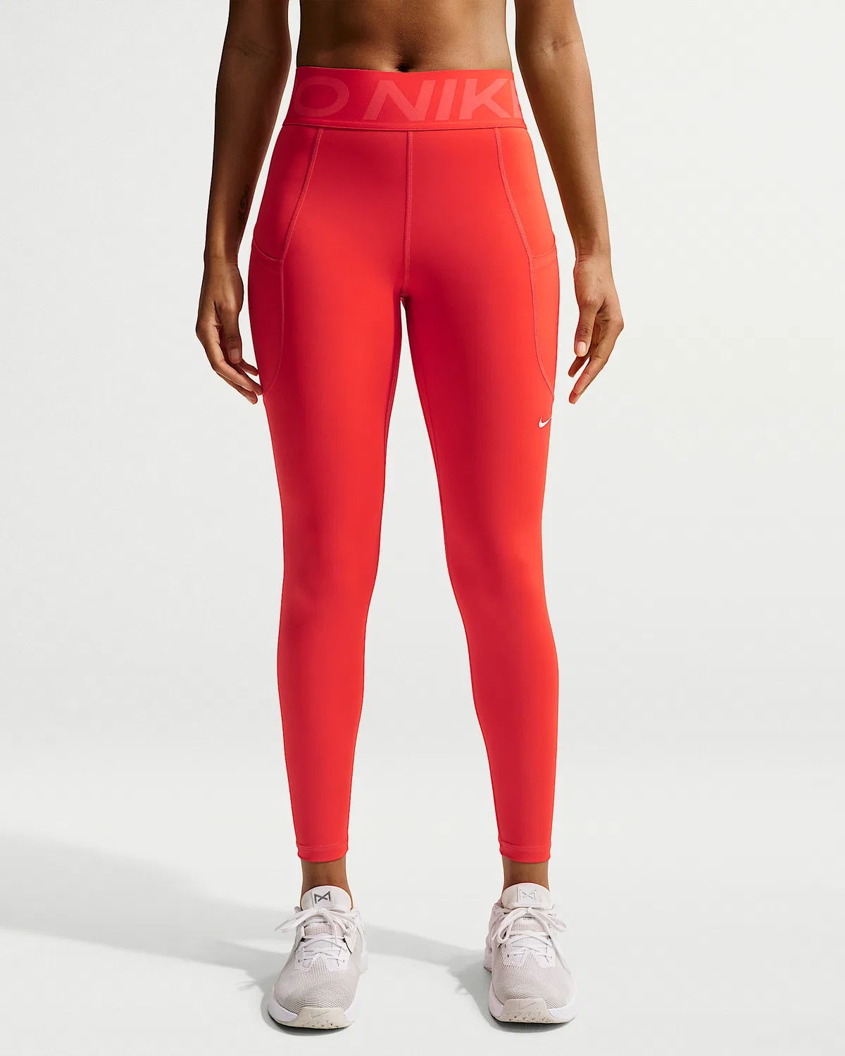 Женские леггинсы Nike Pro Sculpt с высокой посадкой 7/8 и карманами, Light Crimson/White — фото 2