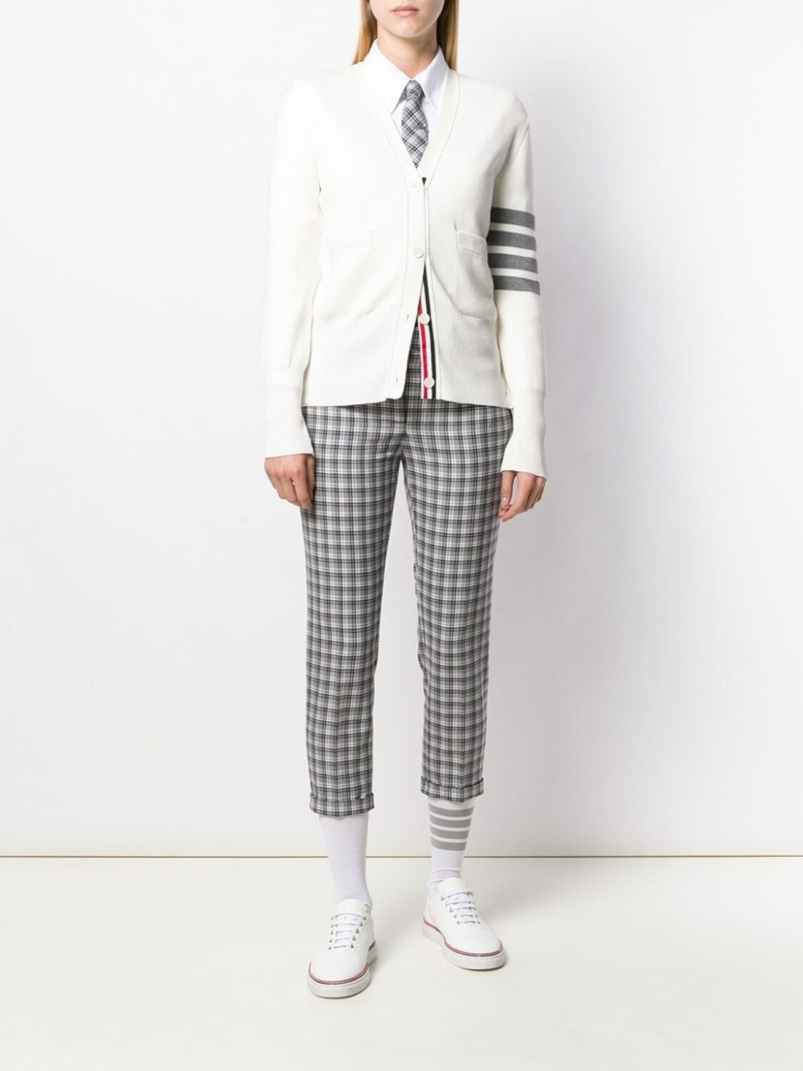 

Thom Browne кардиган с полосками 4-Bar и V-образным вырезом, белый