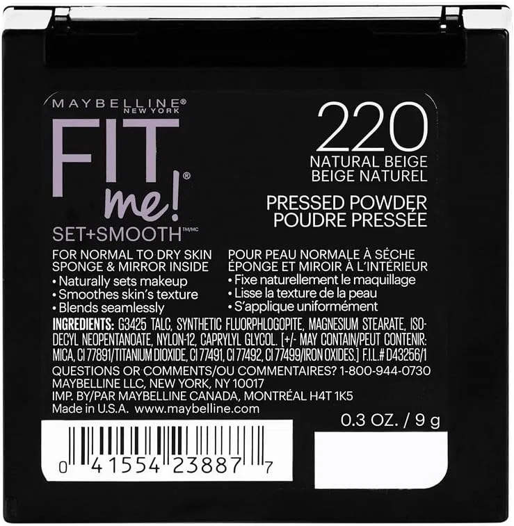 Пудра компактная Fit Me! Set + Smooth Powder Maybelline New York, 220 natural beige — фото 2