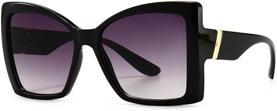 

Солнцезащитные очки в форме «кошачий глаз» с крупной оправой для женщин, винтажные, для путешествий, с градиентным переходом цвета, женские солнцезащитные очки UV400 MTZJH, Black Gray