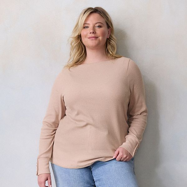 

Футболка с длинным рукавом и лодочкой Plus size Lc Lauren Conrad, Last Lavender