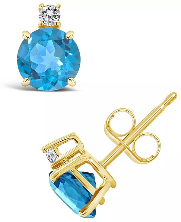 

Серьги-Гвоздики с голубым топазом (1-1/5 карата) и бриллиантами в 14-каратном желтом золоте Macy'S, gold