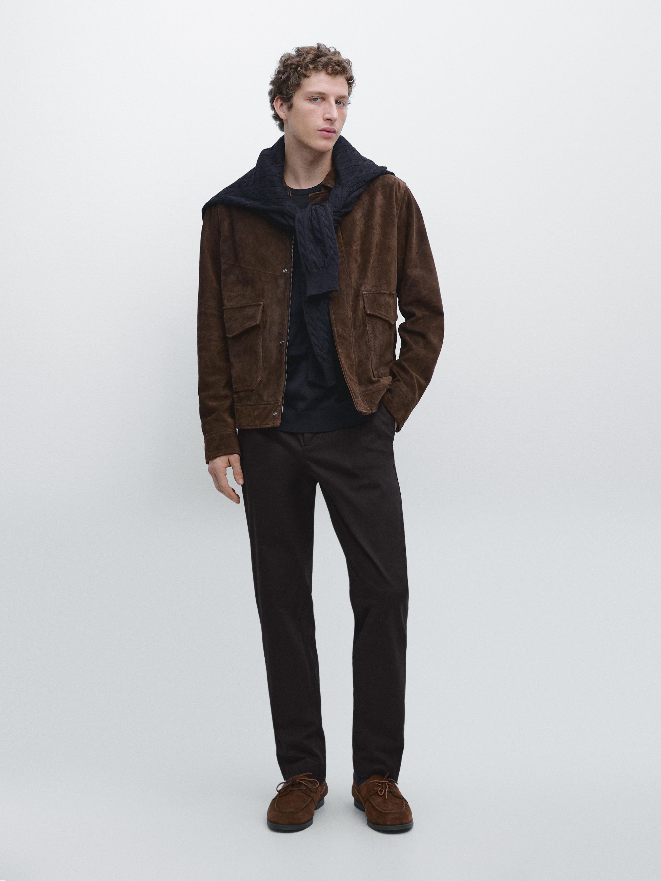 

Зауженные брюки с микротекстурой Massimo Dutti, navy blue