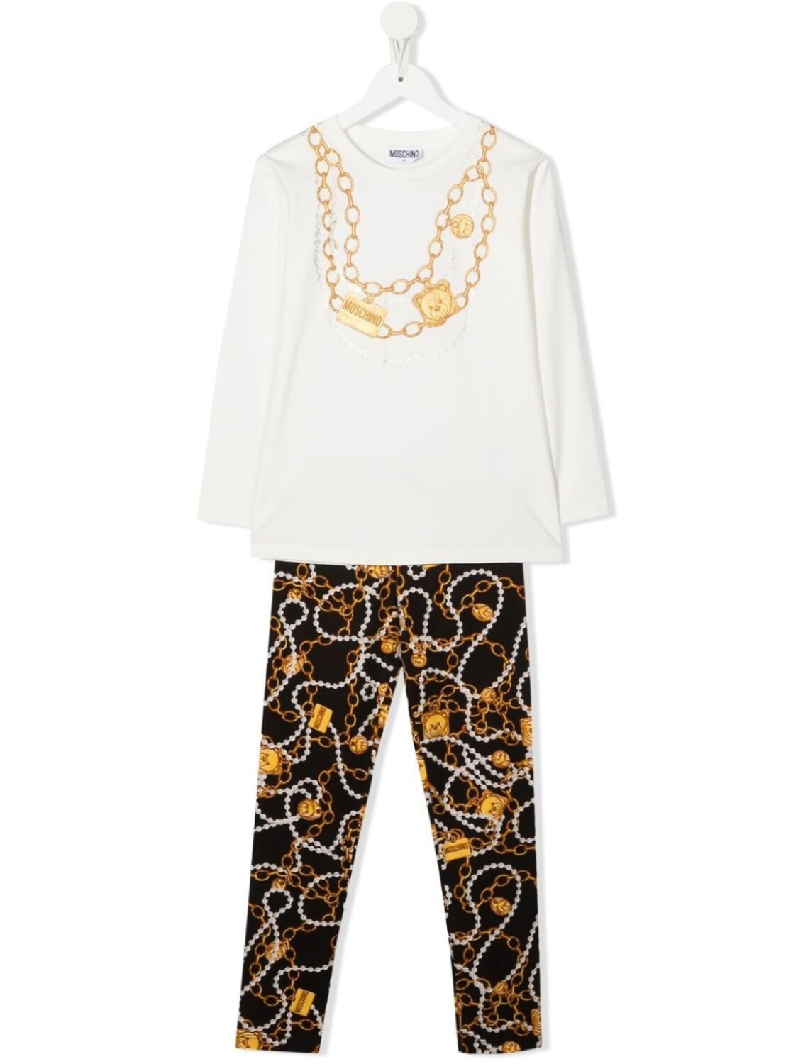 

Moschino Kids комплект Toy Necklace из футболки и легинсов, белый