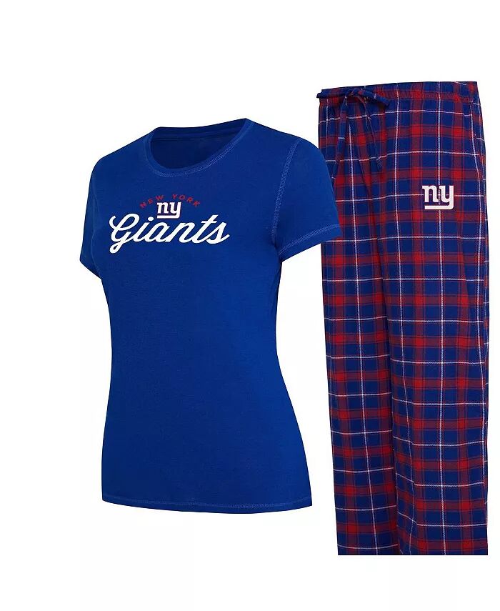 

Женский комплект для сна Royal New York Giants Plus Size Badge футболка и фланелевые штаны Concepts Sport
