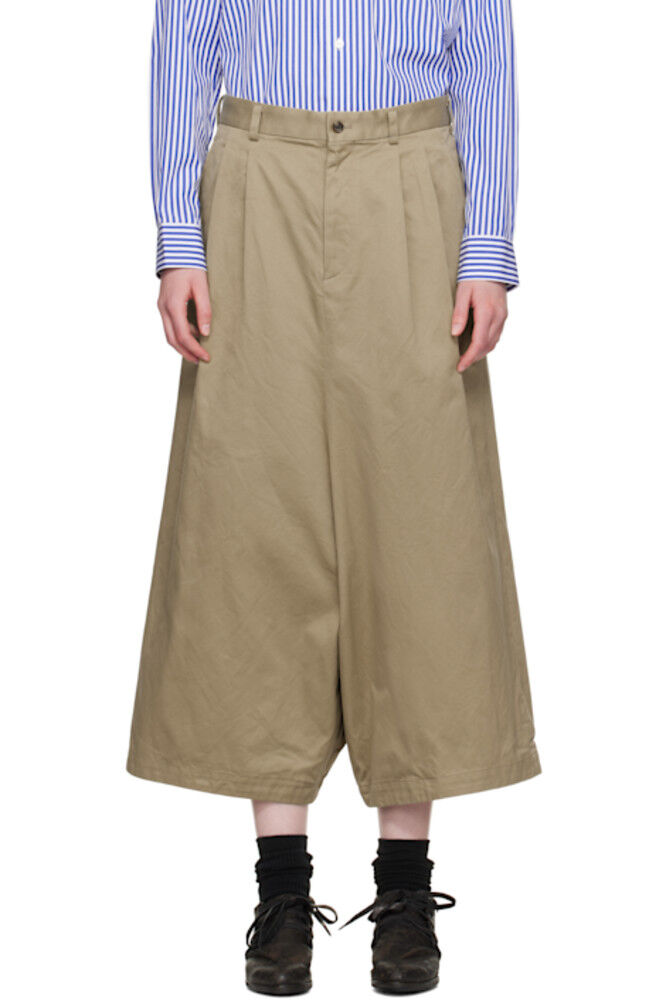

Брюки из хлопчатобумажной саржи цвета хаки, выстиранные Comme des Garçons Comme des Garçons
