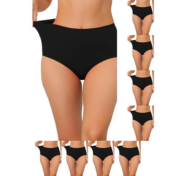 

9 пар женского хлопкового белья с высокой талией и эффектом контроля живота (доступно в plus size) Inspire Chic, Black