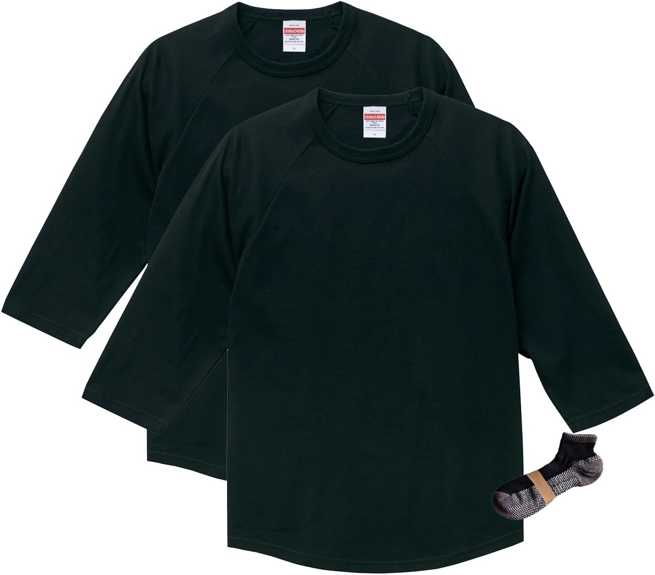 

Мужская футболка-реглан United Athle 504501, плотность ткани 5,6 унций, с рукавами 3/4, черный