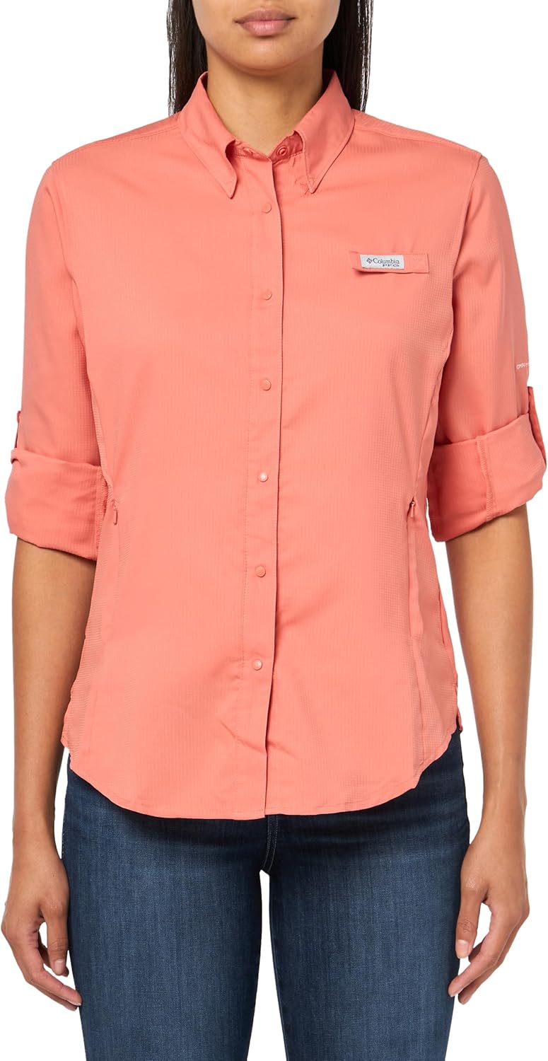 

Columbia Women's PFG Tamiami II UPF 40 рубашка для рыбалки с длинным рукавом, Faded Peach