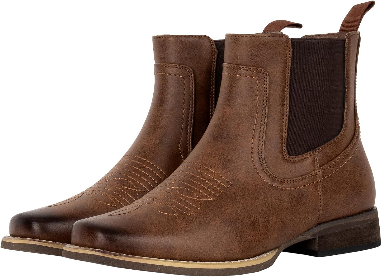 

Мужские ковбойские ботинки J's.o.l.e с квадратным носком, ботинки до щиколотки, Челси, для повседневной и деловой носки J’S.O.L.E, коричневый