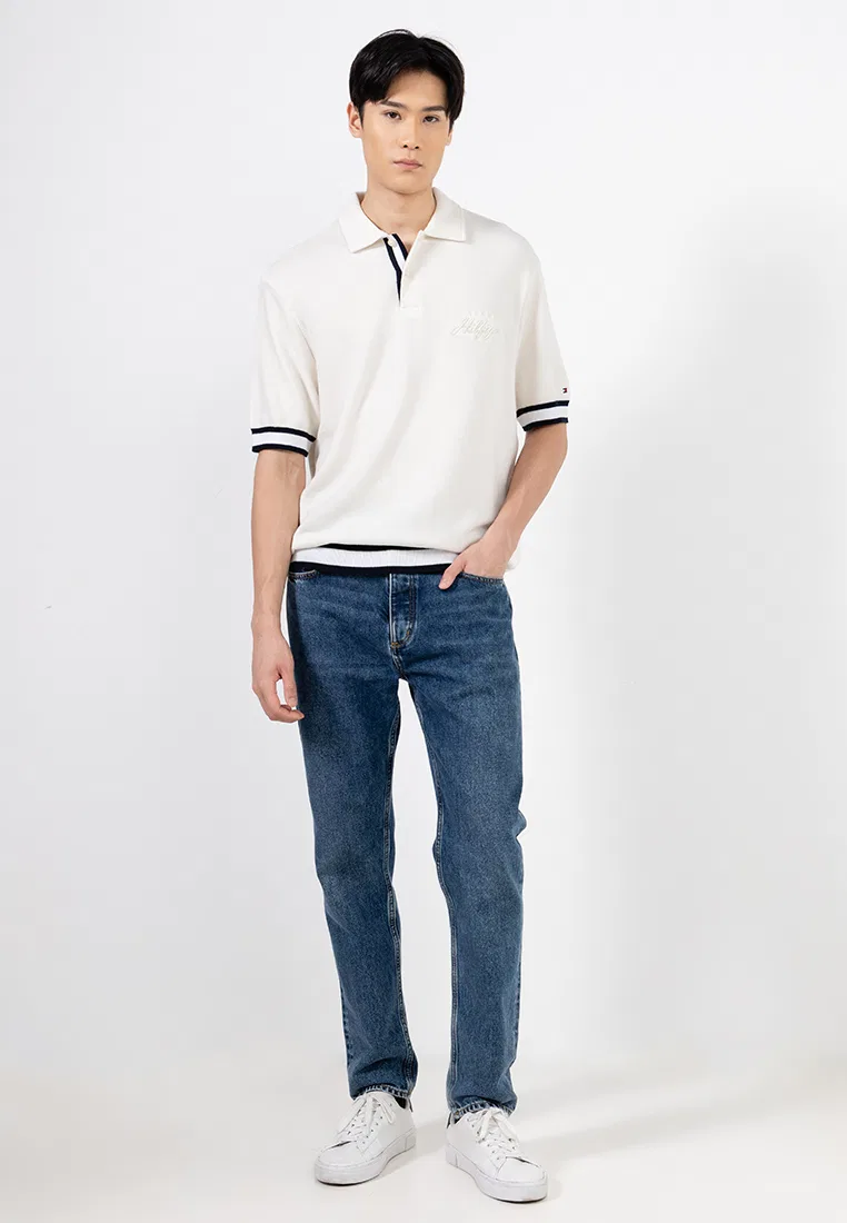 Поло, классическая посадка, плоский трикотаж, TH Mainline Tommy Hilfiger, слоновая кость — фото 4