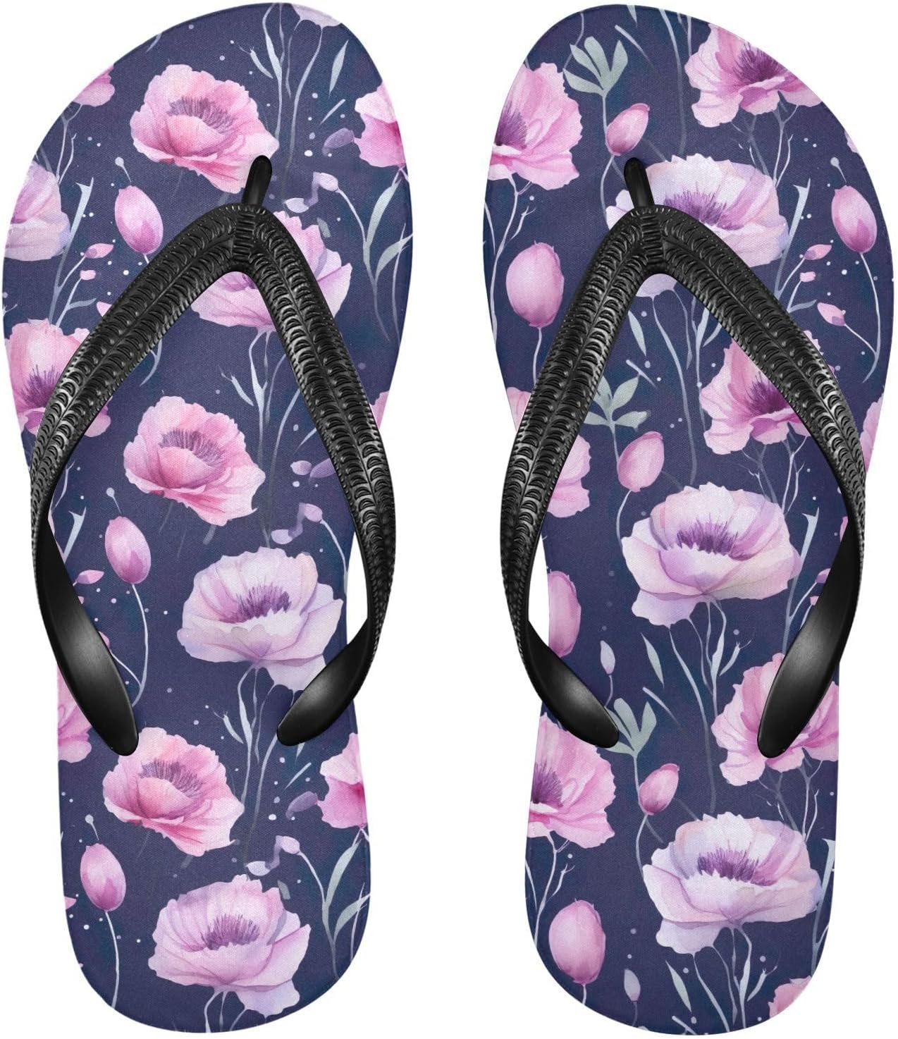 

Женские и мужские шлепанцы SPRIPORT с фиолетовыми цветами маков, удобные повседневные тапочки с мягкой подошвой и резиновой подошвой против скольжения, для ванной, душа, прогулок летом и пляжа