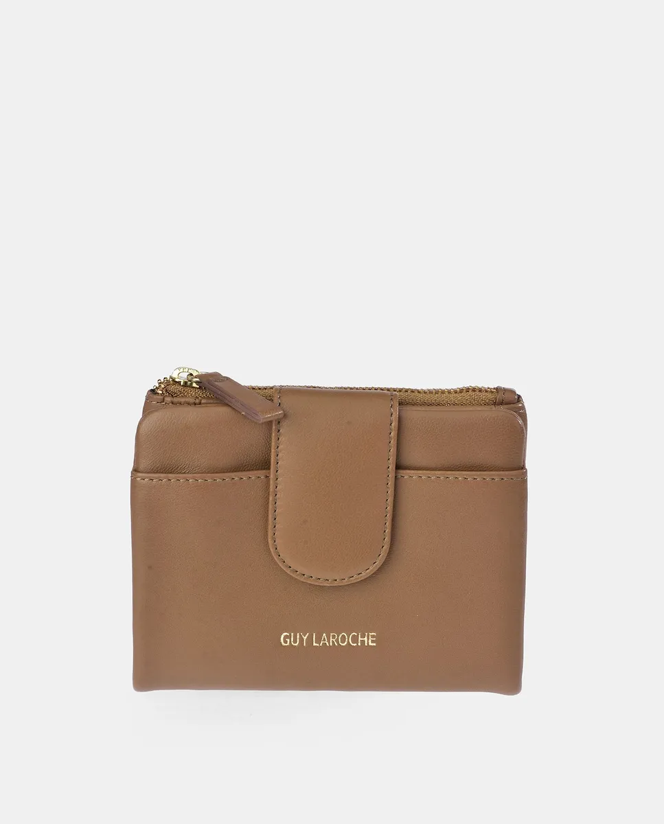 

Кошелек с молнией из кожи седалина Guy Laroche, песочный