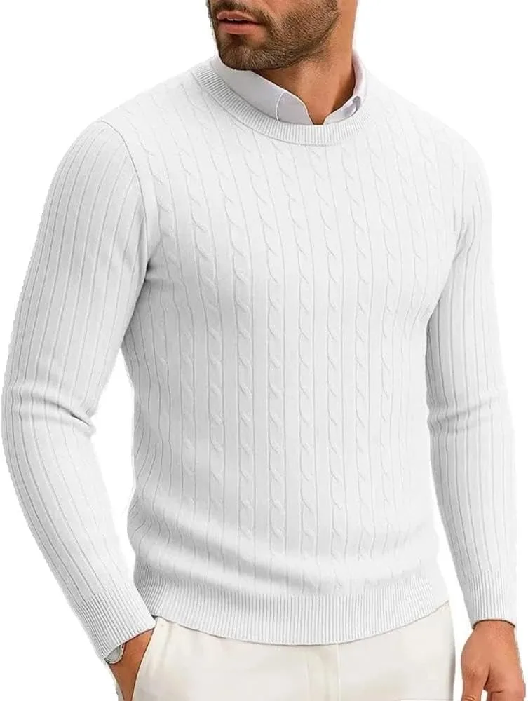 

Мужской свитер с длинными рукавами и узором "коса" Xingfenly