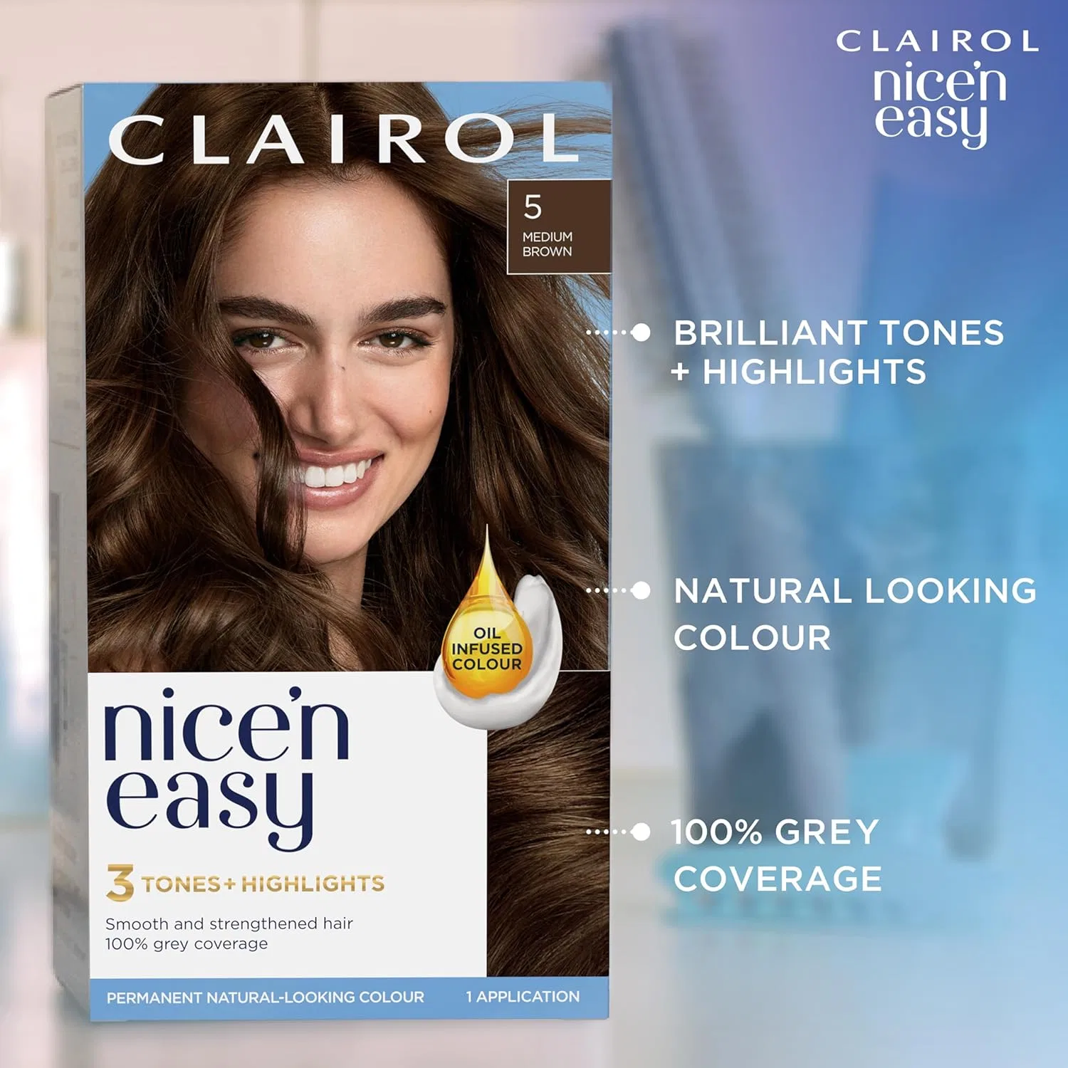 Стойкая краска для волос Clairol Nice'n Easy 5G, средне-золотистый коричневый Clairol, 5G Medium Golden Brown — фото 2