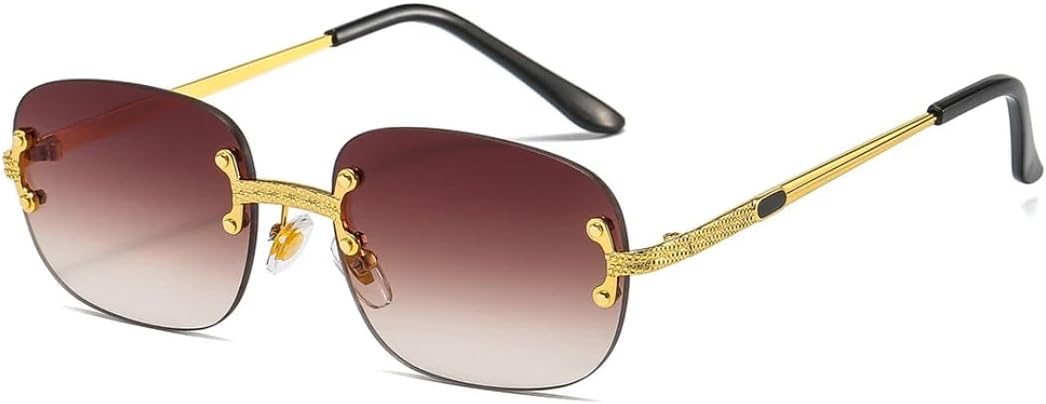 

Роскошные дизайнерские солнцезащитные очки без оправы для женщин и мужчин, популярный винтажный панк, маленькие солнцезащитные очки с зеркальными линзами SZVVBKK, Brown