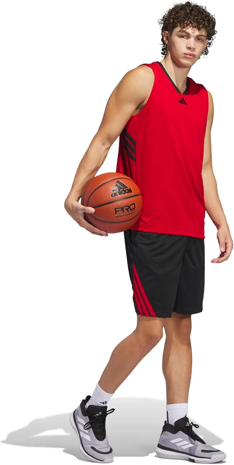 Футболка-майка Adidas Men's Basketball Legends 3-Stripes, красный/черный — фото 2