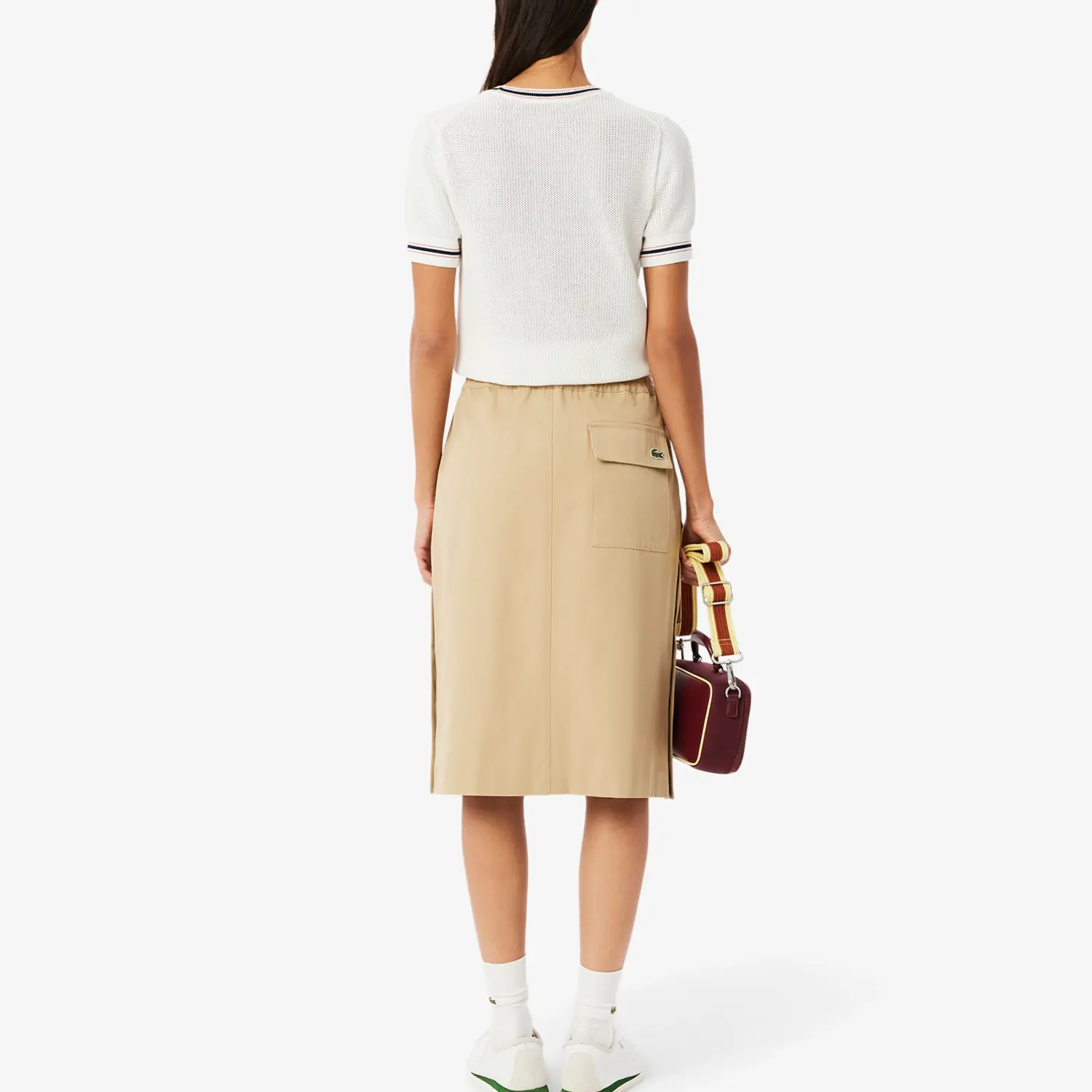 Повседневная длинная юбка LACOSTE Women's Beige, бежевый — фото 4