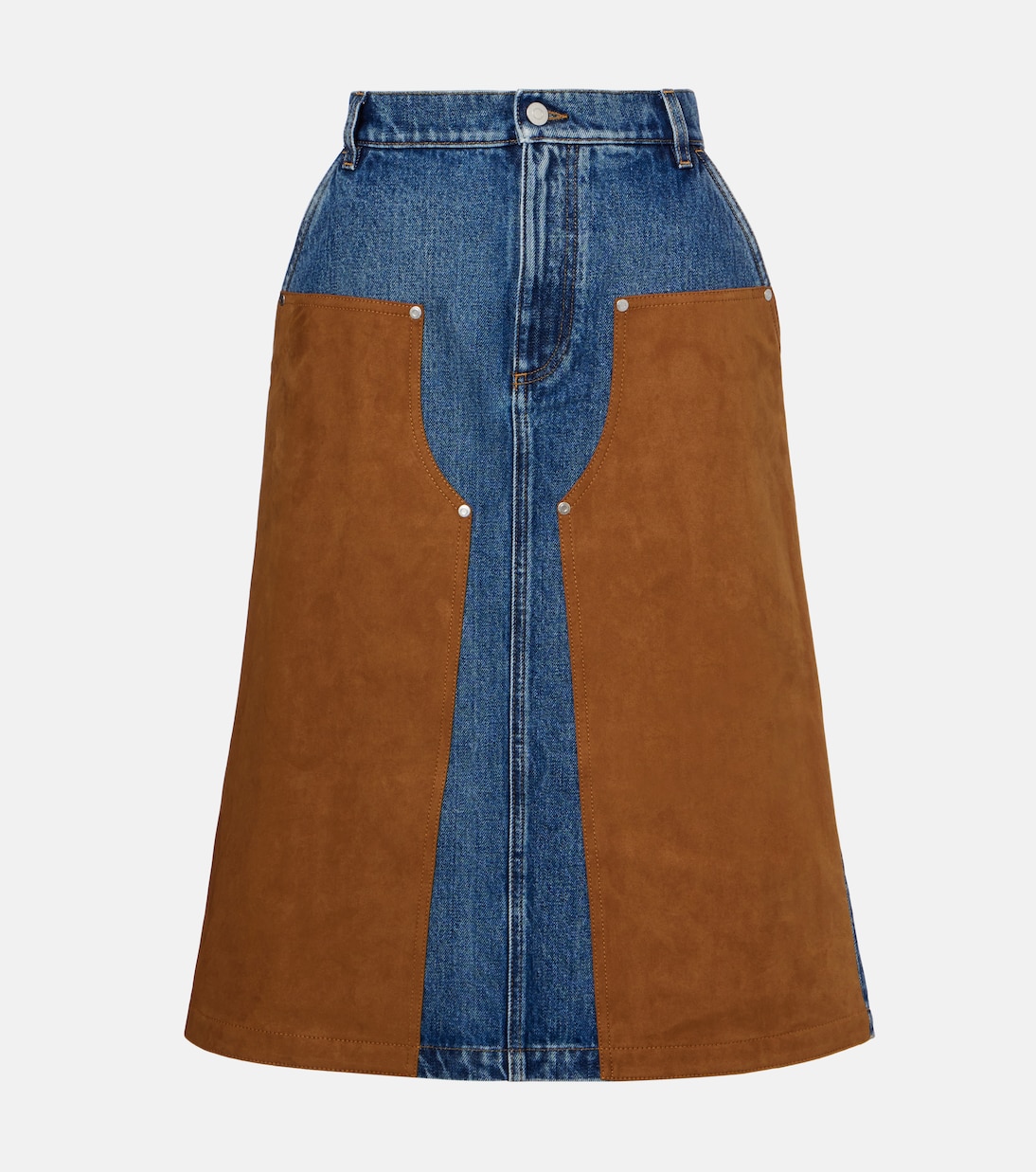

Джинсовая юбка миди с отделкой из искусственной замши Stella McCartney, Medium Vintage Blue