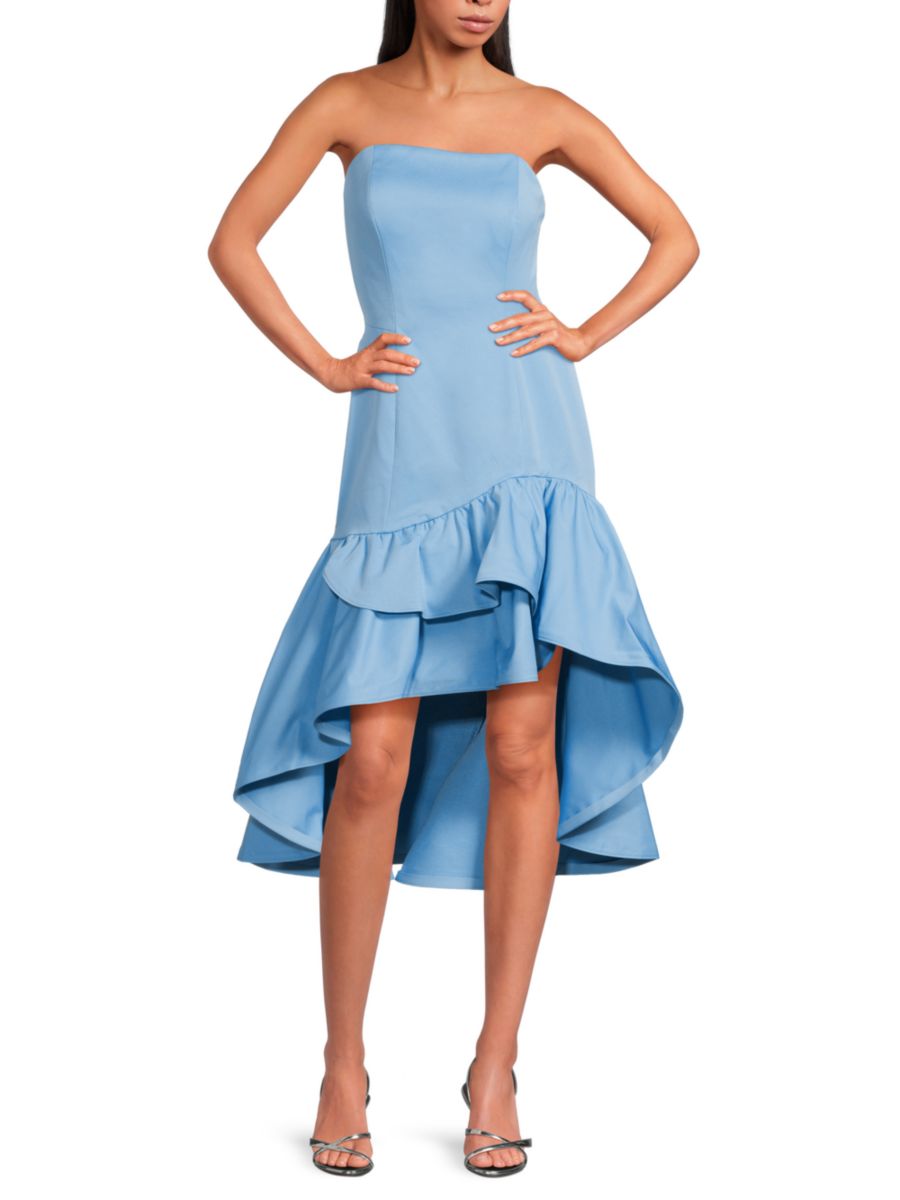 

Платье-бандо миди с заниженной талией Zac Posen, цвет Marine Blue