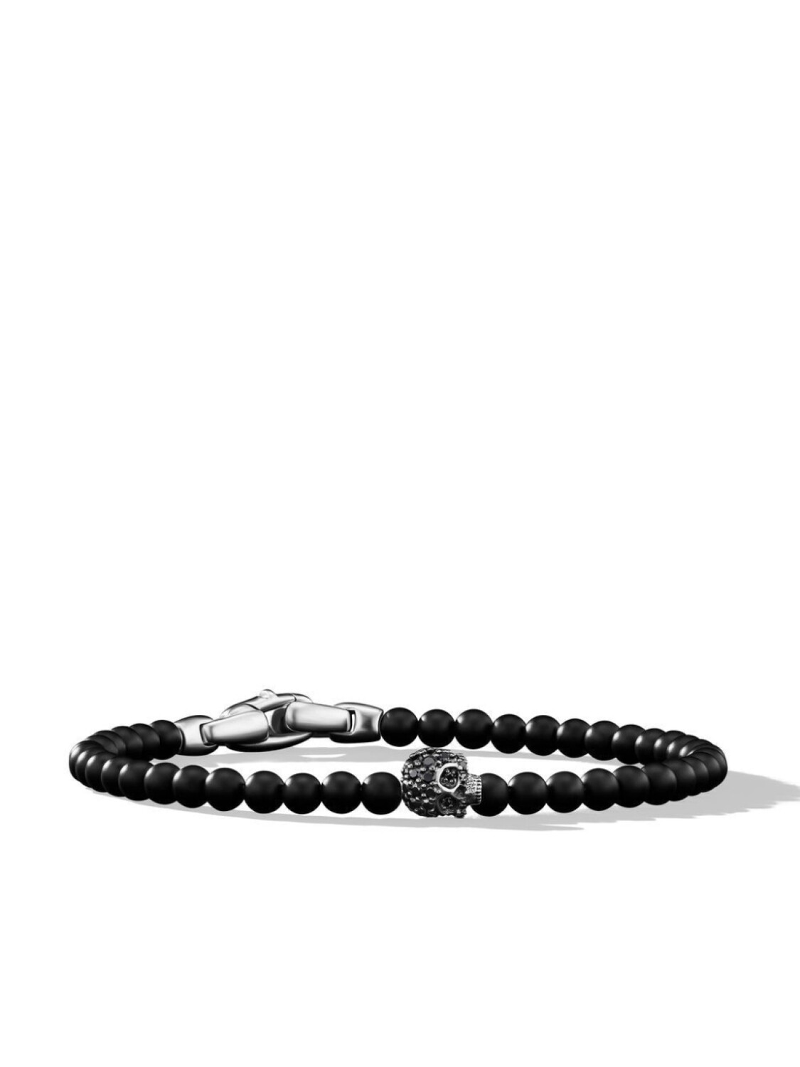 

Серебряный браслет Memento Mori Skull с ониксом и бриллиантами David Yurman, черный